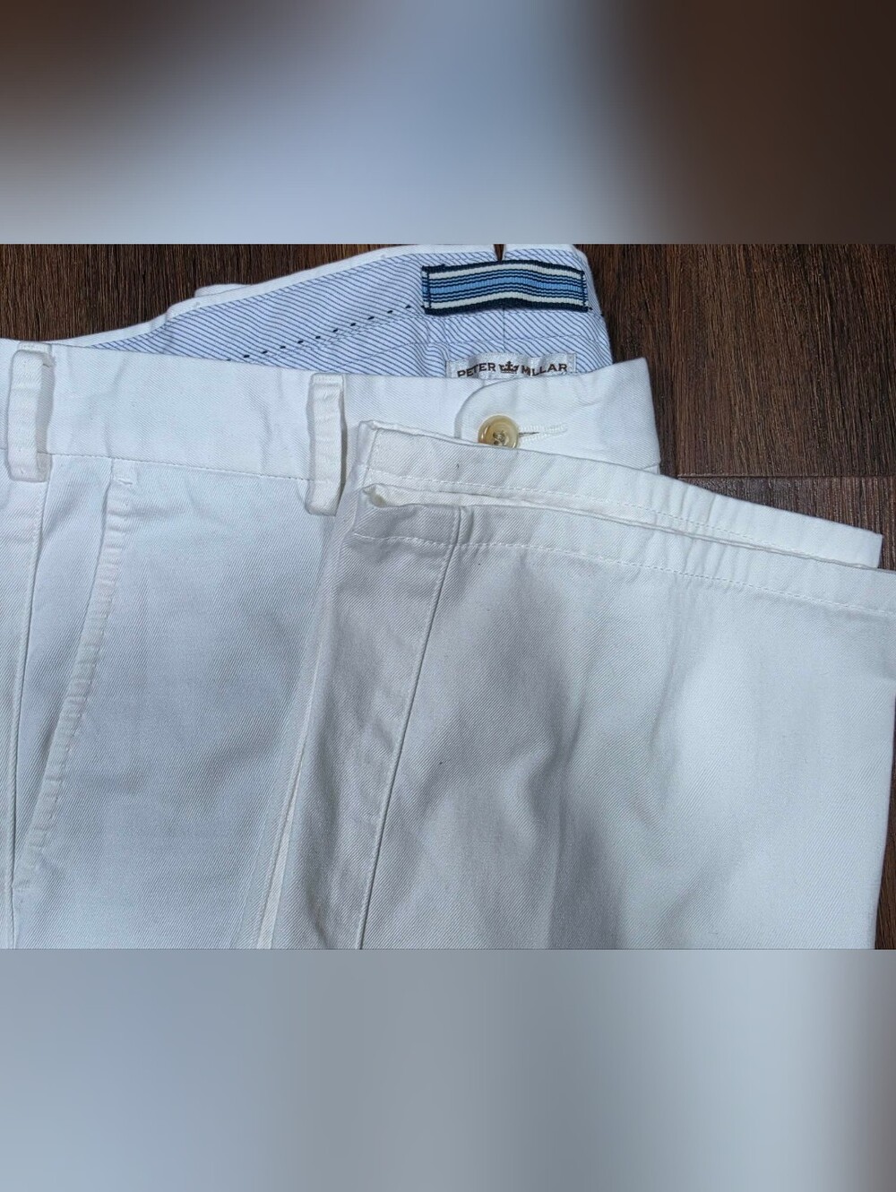 Peter Millar Men’s 32 White Chino Pants Flat Front Golf Preppy Straight Leg